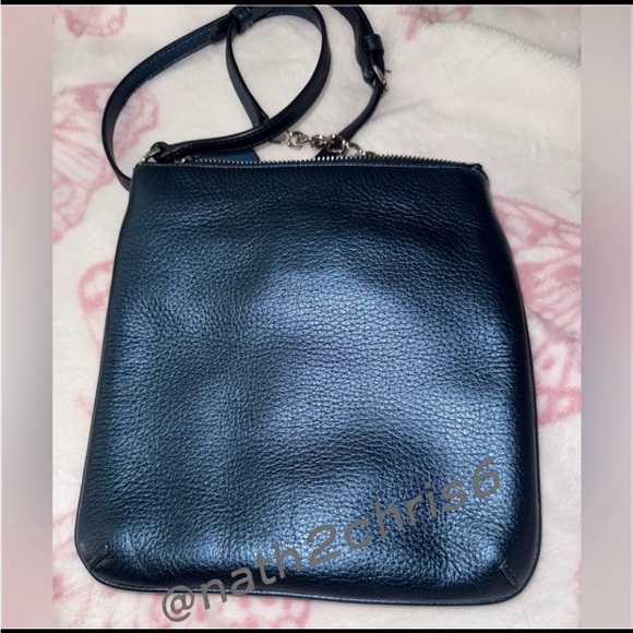 COACH Swingpack Metallic Blue Pebble Leather CrossBody Bag EUC - Picture 5 of 14